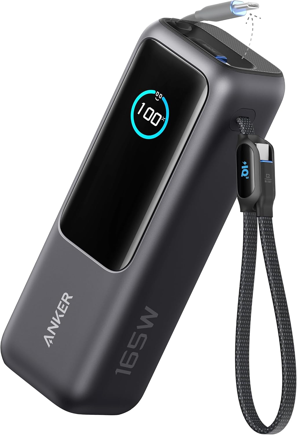 Anker Power Bank 25000mAh 165W com 3 Portas USB-C e Cabos Retráteis
