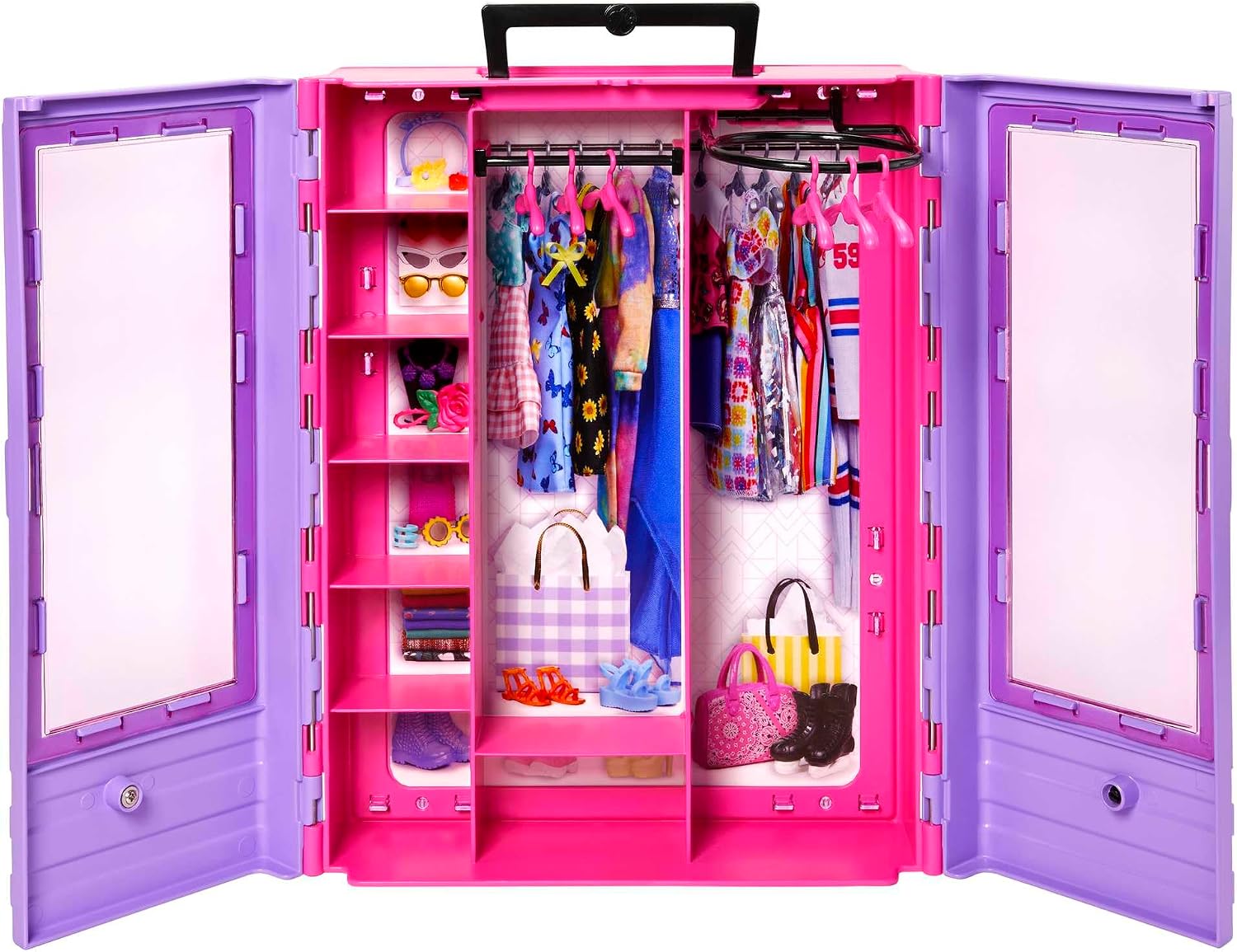 Armário de Moda Portátil Barbie Roxo e Rosa com Boneca e Acessórios — foto 4