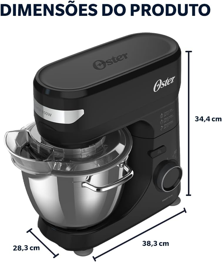 Batedeira Oster 850W Planetária Inox com 3 Batedores — foto 2