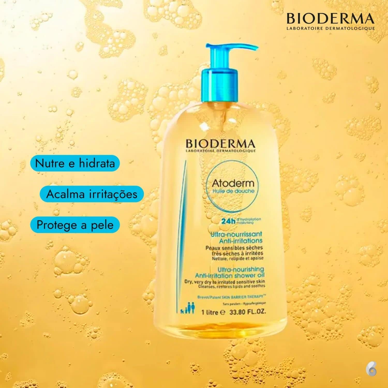 Bioderma Atoderm Óleo De Banho - 1 Litro - Higiene Hidratante Diária — foto 3