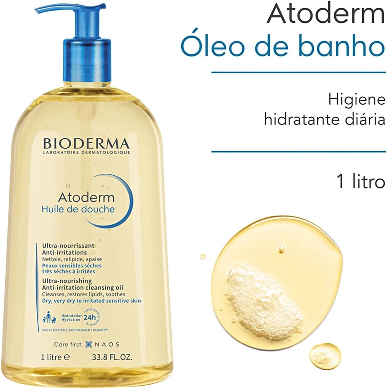 Bioderma Atoderm Óleo De Banho - 1 Litro - Higiene Hidratante Diária — foto 2