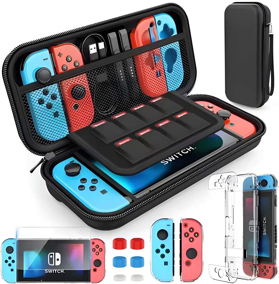 Bolsa Estojo Capinha Resistente Para Nintendo Switch Oled Inclui Console Controle De Jogo E Capa Protetora Para Os Botões E Protetor De Tela