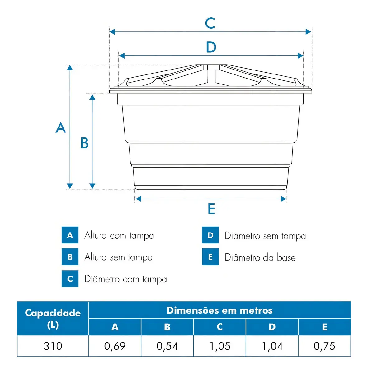 Caixa d'água vertical polietileno 310L — foto 4