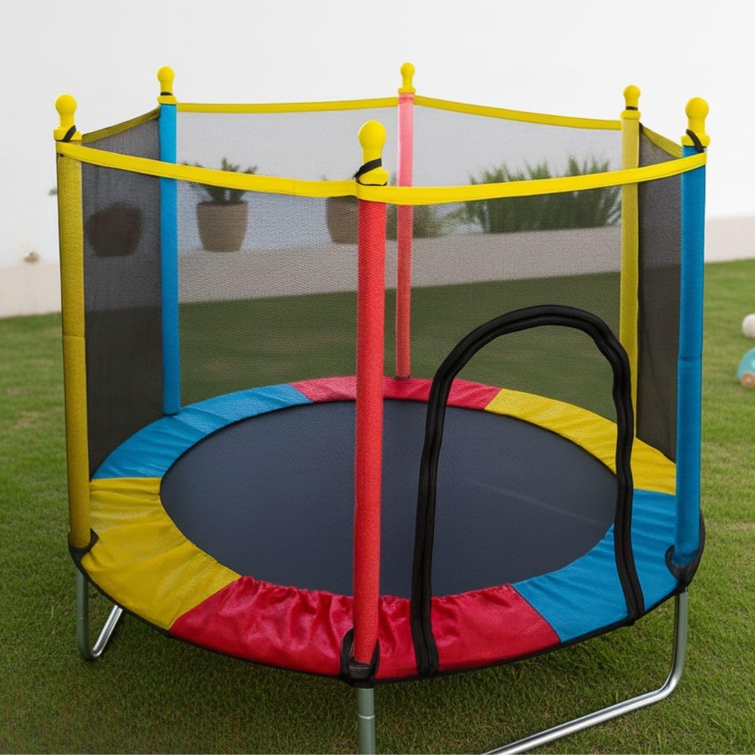 Cama Elástica Infantil ELORIA 140cm com Rede de Proteção - Colorida