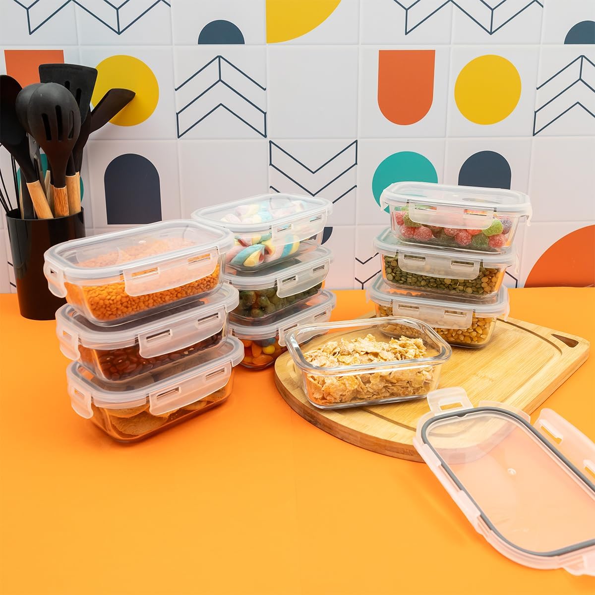 Kit de Potes Herméticos de Vidro Borossilicato para Conservação de Alimentos — foto 5