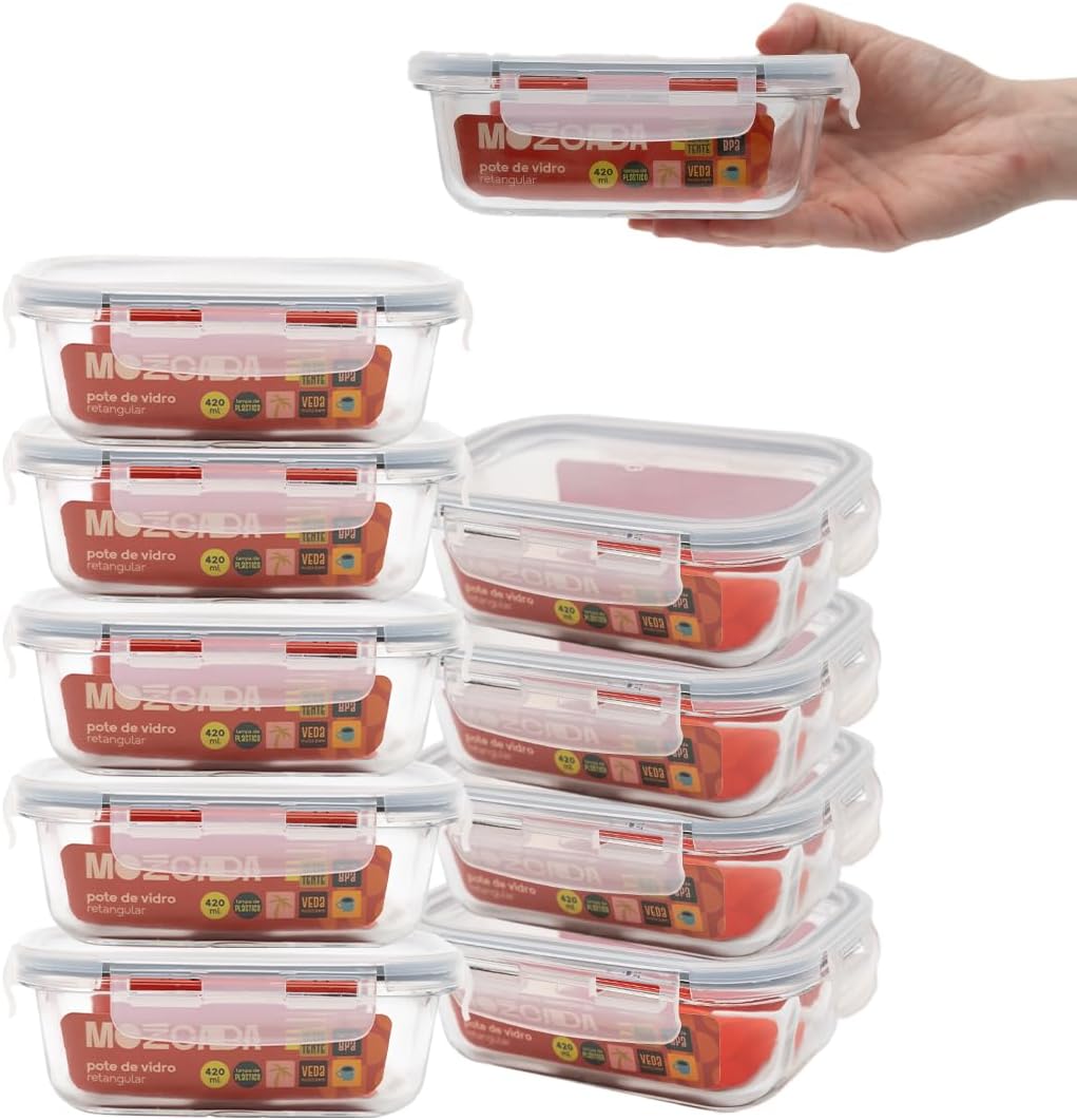 Kit de Potes Herméticos de Vidro Borossilicato para Conservação de Alimentos — foto 2