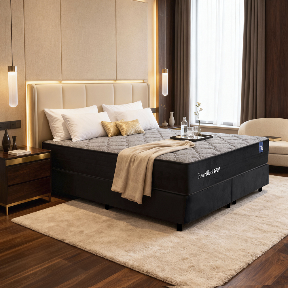 Colchão Cama Box Gazin Molas PowerBlue King Size Power Black 203x193
