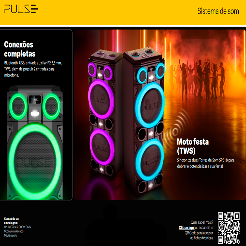 Caixa De Som Pulse Torre SP518 2000W Bluetooth — foto 5