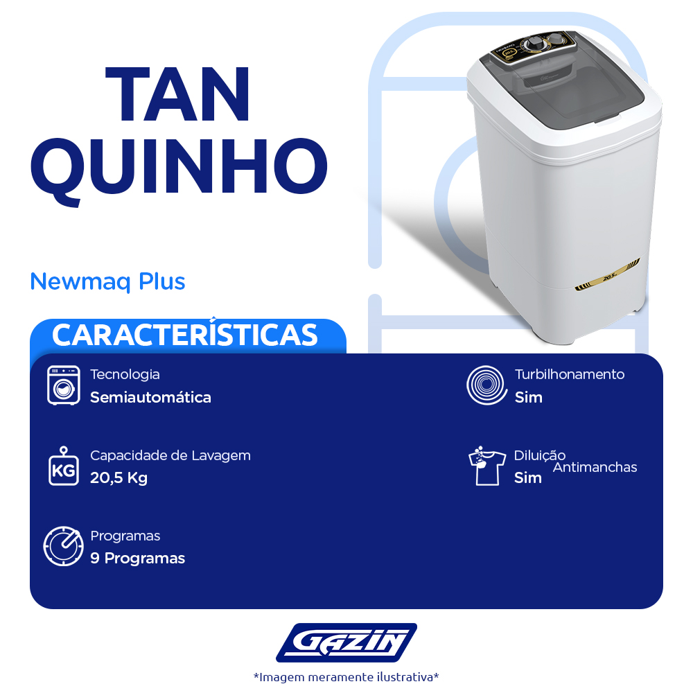 Tanquinho Newmaq Plus 20kg Semiautomático com Big Dispenser — foto 3