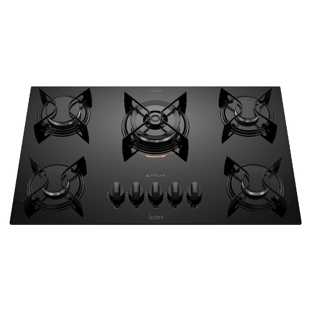 Cooktop a Gás Atlas Utop 5 Bocas Superautomático Mesa em Vidro Temperado