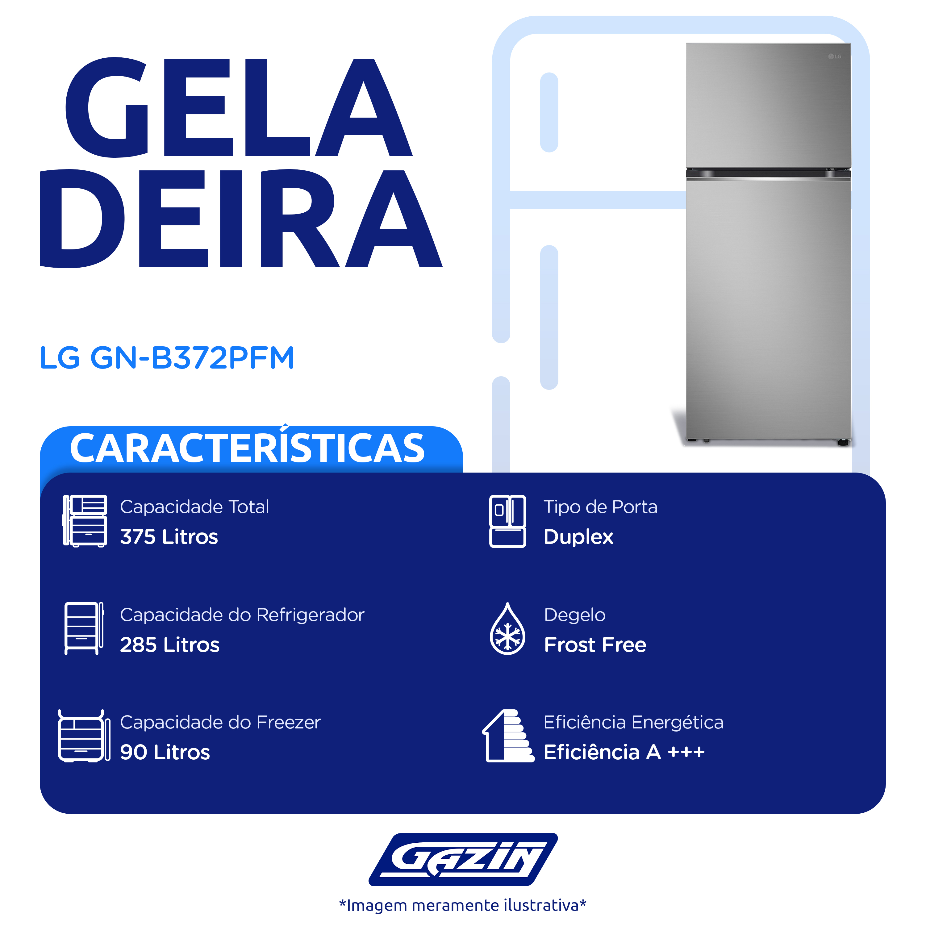 Geladeira LG 375L Frost Free Duplex GN-B372PFM — foto 3
