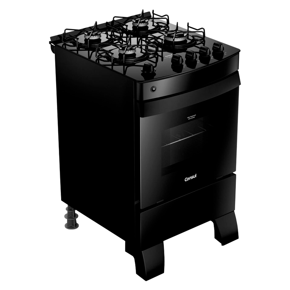 Fogão Consul CFO4VCEUNA 4 Bocas Automático Mesa de Vidro Forno 58L