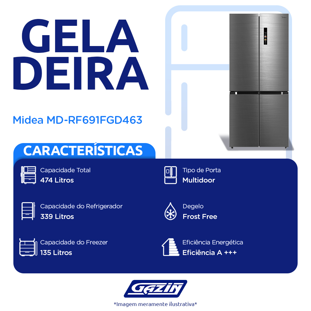 Geladeira Midea  474L Frost Free Multidoor MD-RF691FGD463 — foto 3