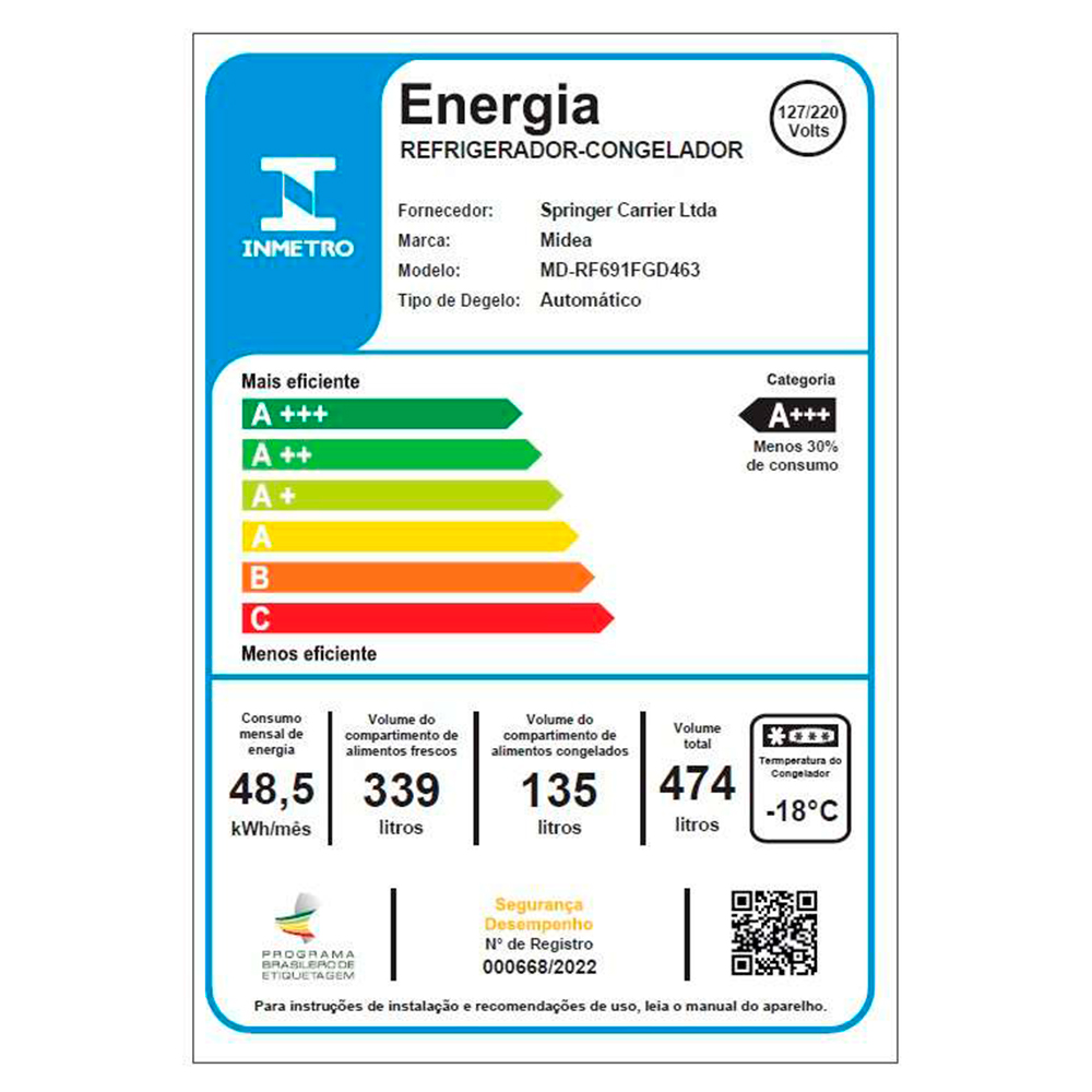 Geladeira Midea  474L Frost Free Multidoor MD-RF691FGD463 — foto 14