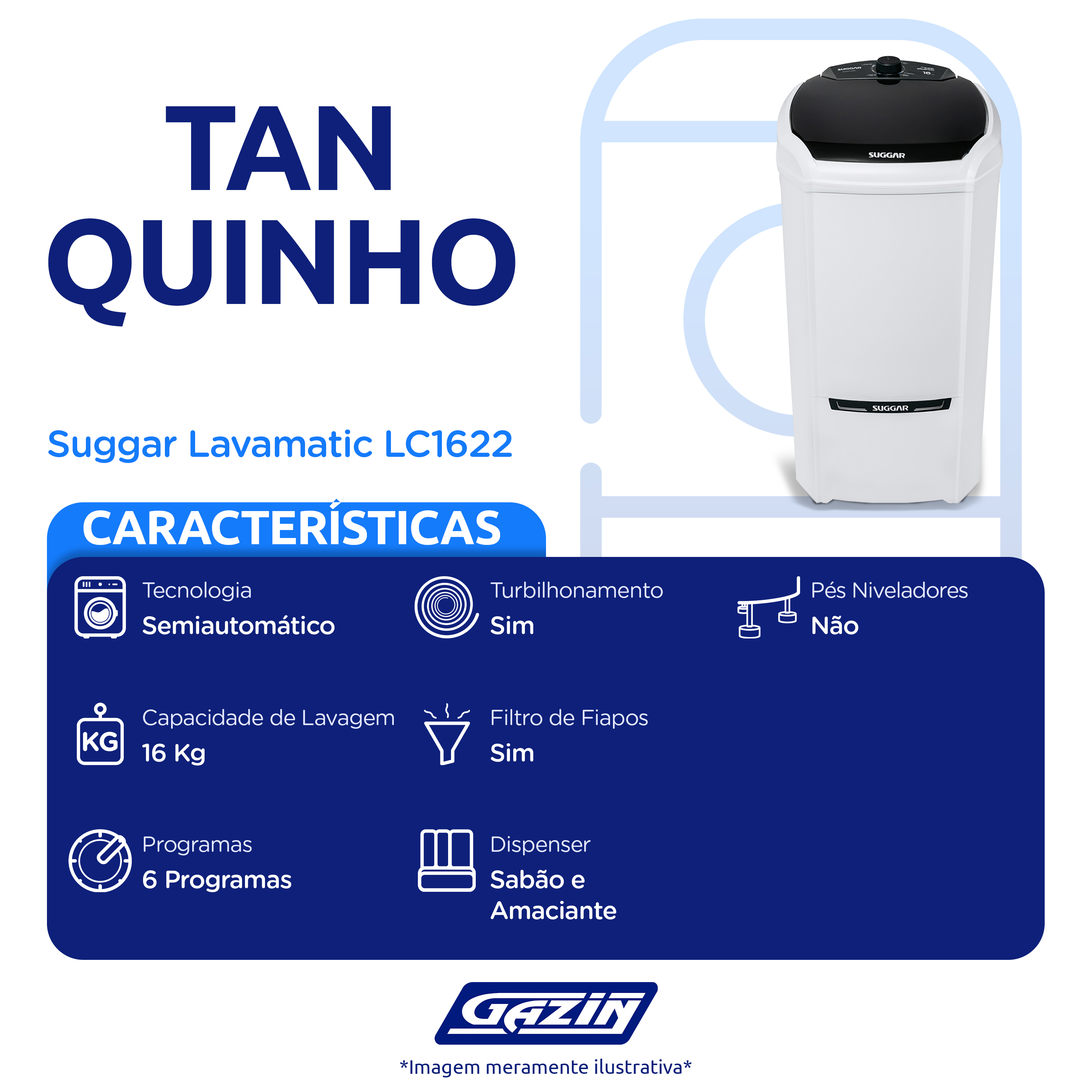 Tanquinho Suggar 16kg Lavamatic LC162 — foto 3