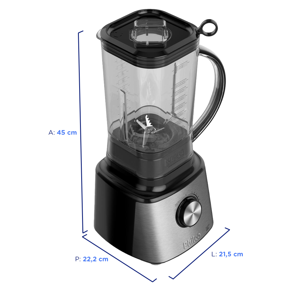 Liquidificador Philco PLQ2100PI 3L 12 Velocidades 1400W — foto 3