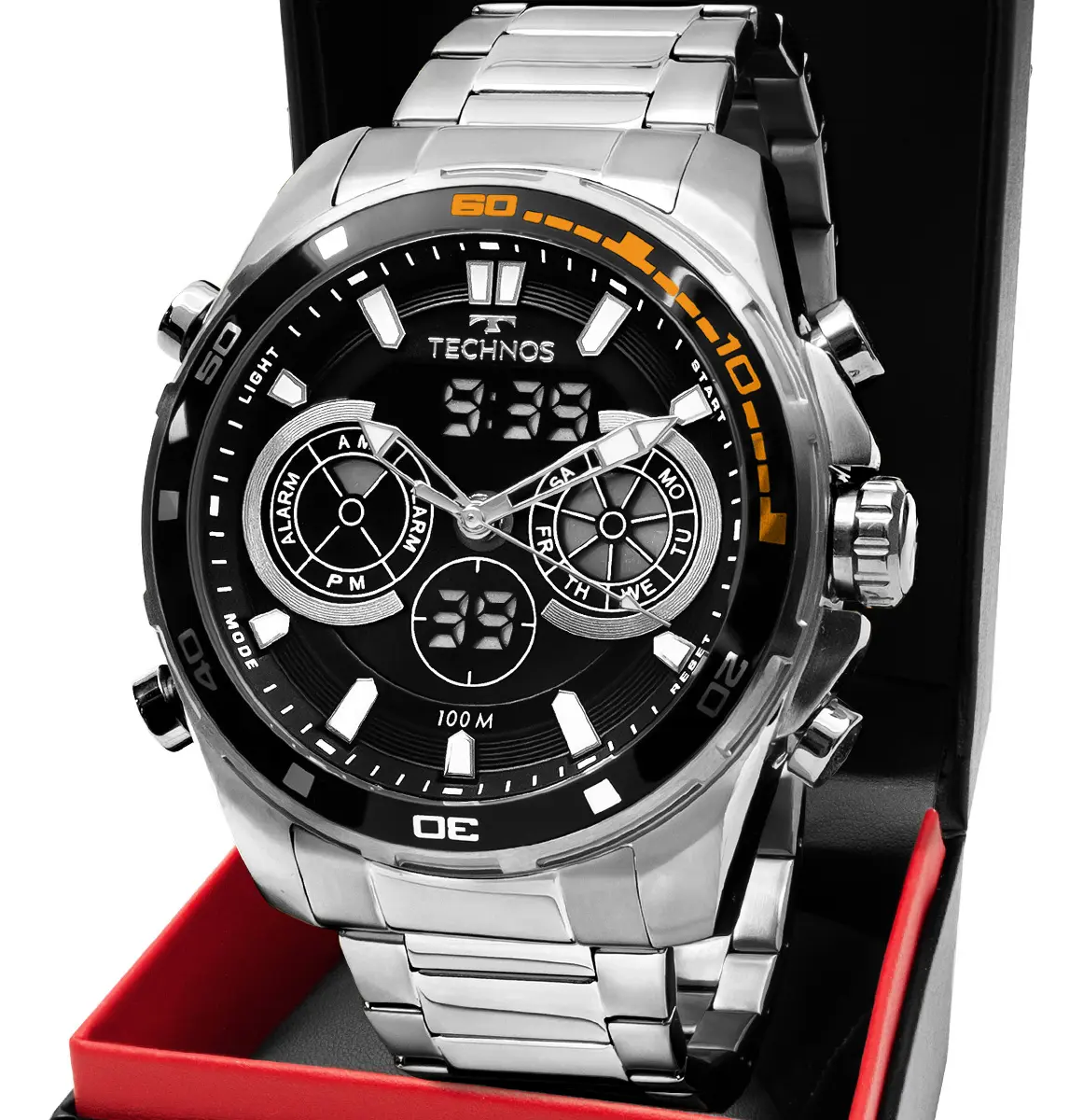 Relógio Technos Masculino Análogo-Digital Aço Inoxidável 4.8cm 100m