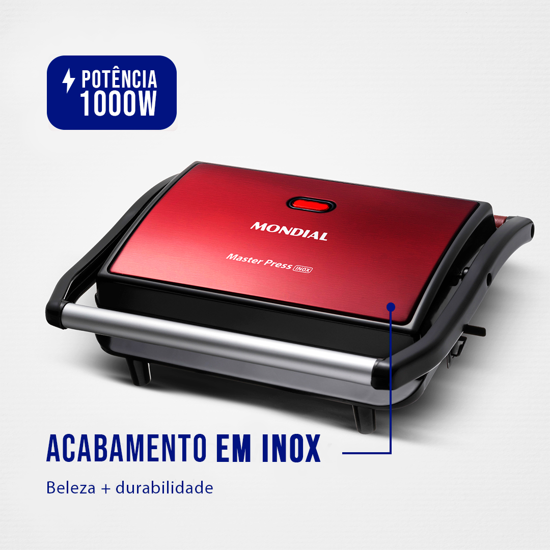 Grill Sanduicheira Mondial Ceramic PG01RC Antiaderente 1000W — foto 4