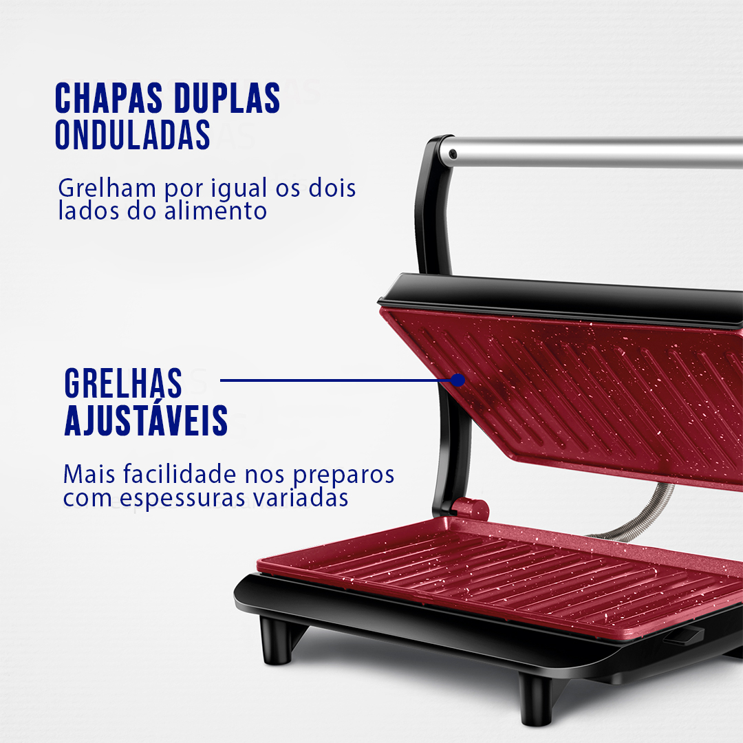 Grill Sanduicheira Mondial Ceramic PG01RC Antiaderente 1000W — foto 6