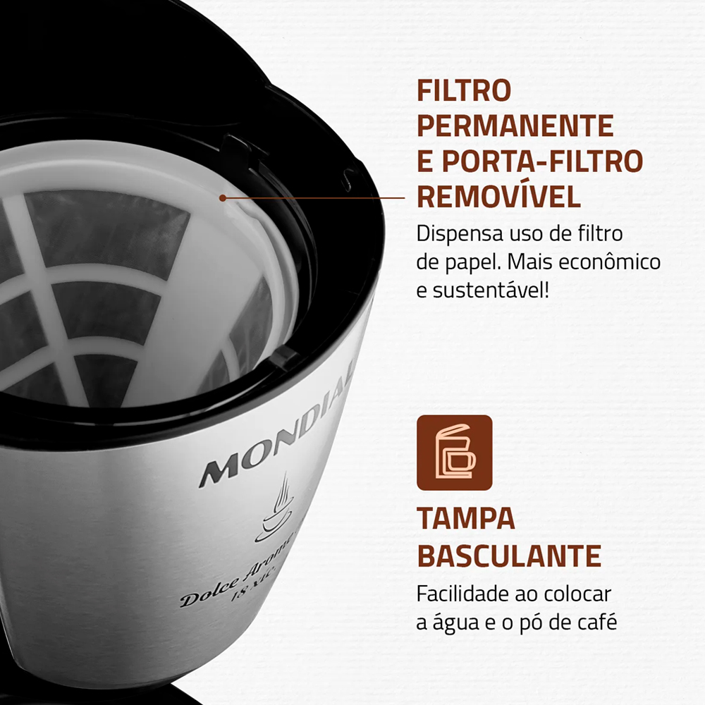 Cafeteira Mondial Dolce Aroma 18 Xícaras Filtro Permanente — foto 7