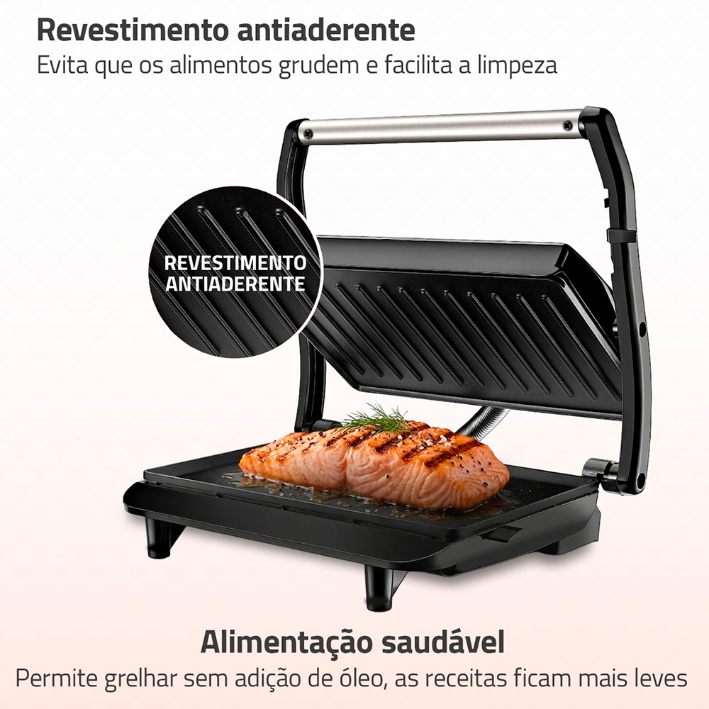 Grill Sanduicheira Mondial Mater Press Inox 1000W — foto 5