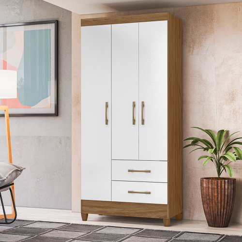 Guarda-Roupa Solteiro 3 Portas Bater 2 Gavetas Lima Moval Roupeiro