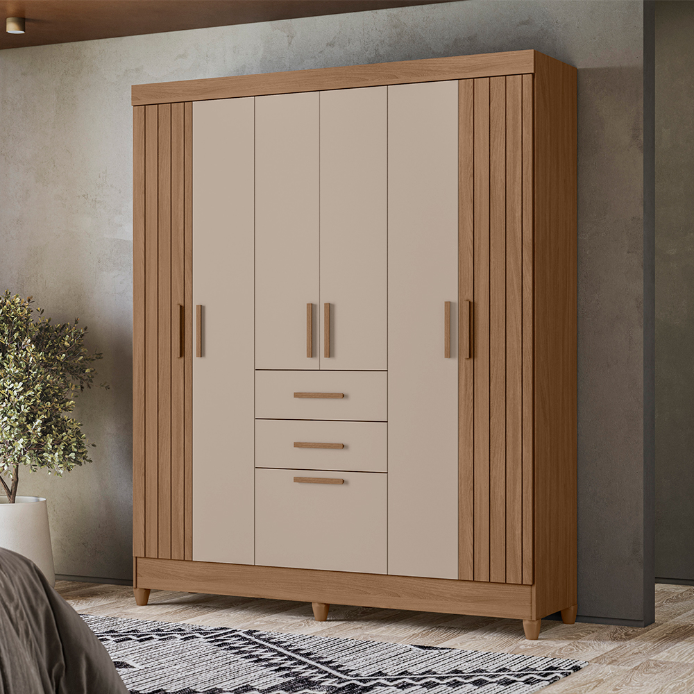 Guarda-Roupa Casal 7 Portas Bater 2 Gavetas Malta Moval Roupeiro