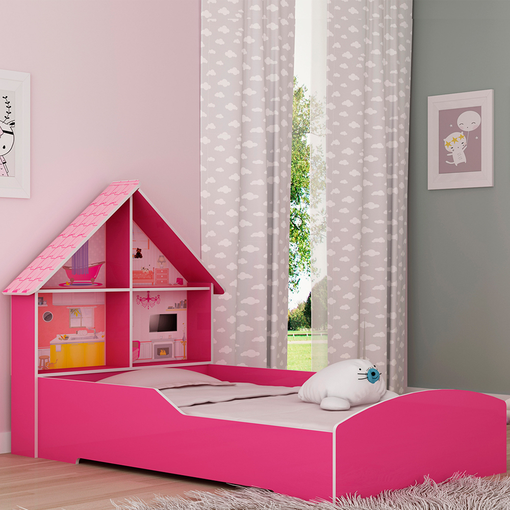 Mini-cama Infatil Casinha Gelius Proteção Lateral e Cabeceira Casinha