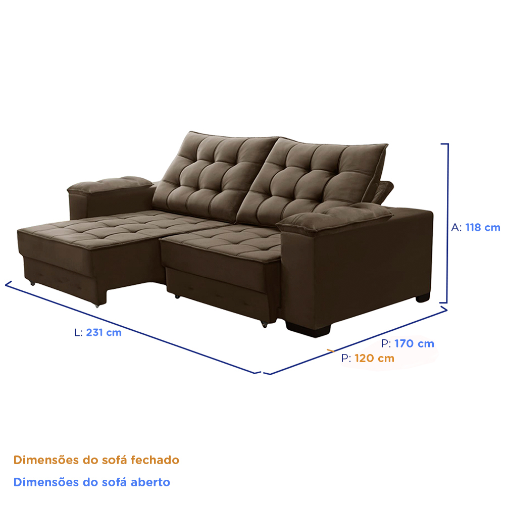 Sofá Retrátil e Reclinável 230cm Toronto Jandaia — foto 4