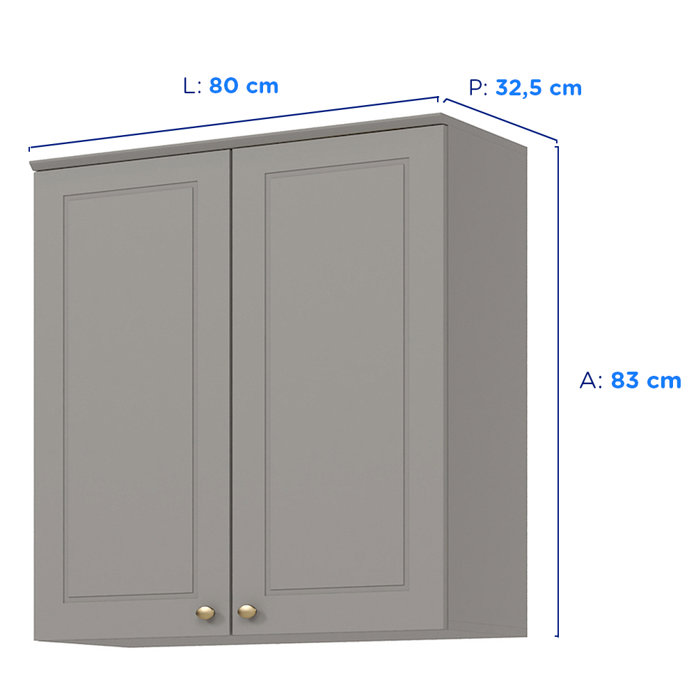 Armário Aéreo 80cm 2 Portas MDF Americana Henn — foto 4