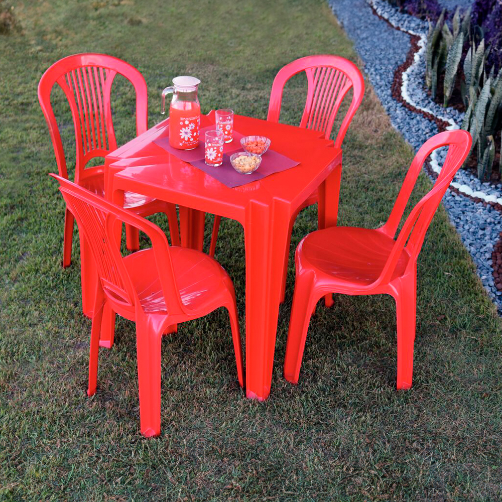 Conjunto de Mesa + 4 Cadeiras Plástico Tramontina