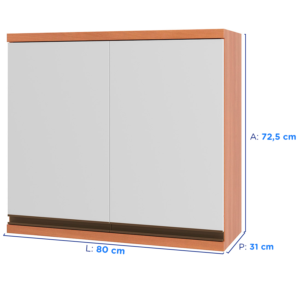 Armário Aéreo 80cm 2 Portas MDP Macadamia Telasul — foto 3