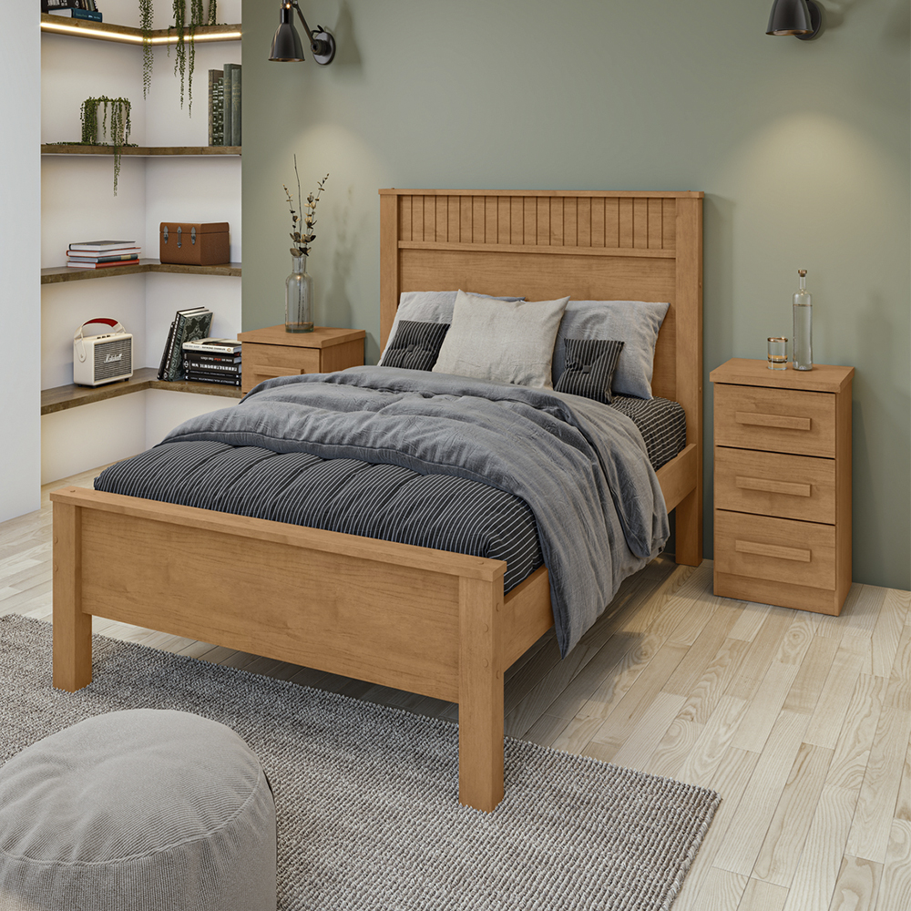 Cama Casal Athenas MDP e MDF Cabeceira Alta Lopas