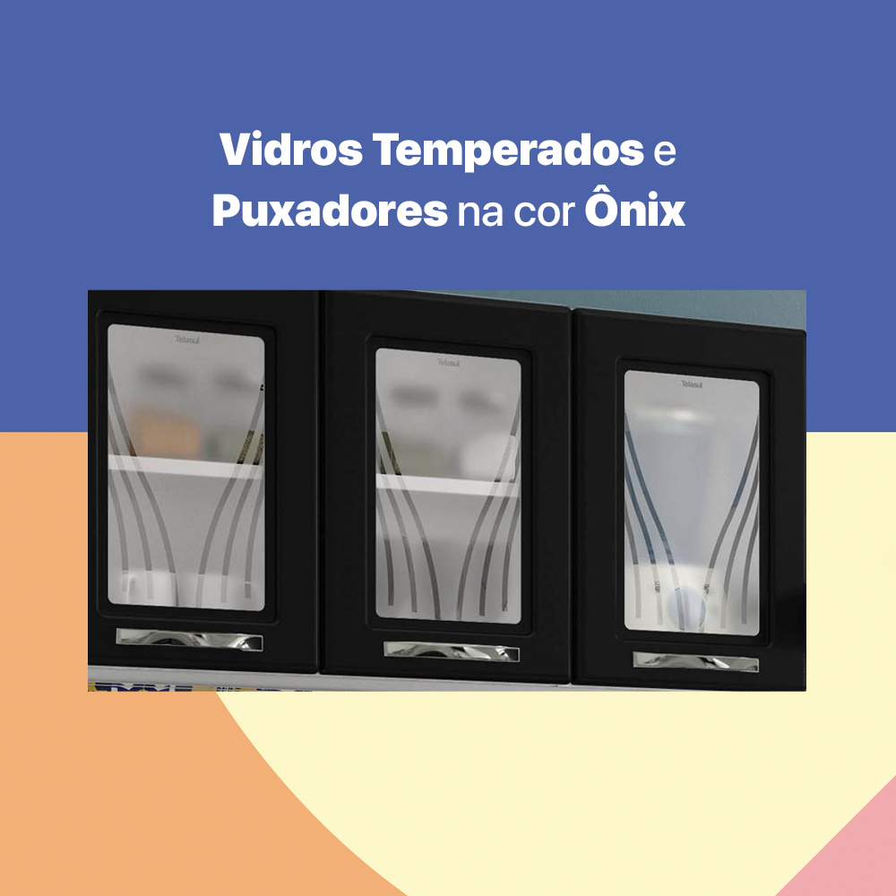 Armário Aéreo 3 Portas com Vidro Star Telasul — foto 6