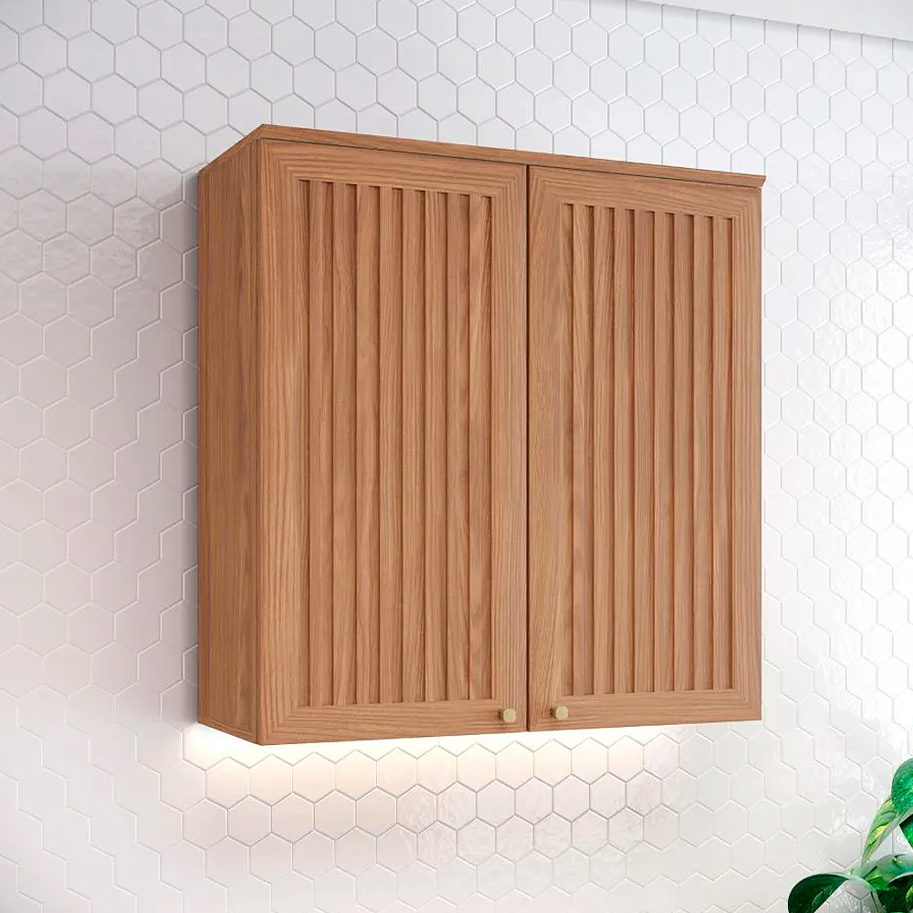 Armário Aéreo 80cm 2 Portas MDP MDF Requinte Henn