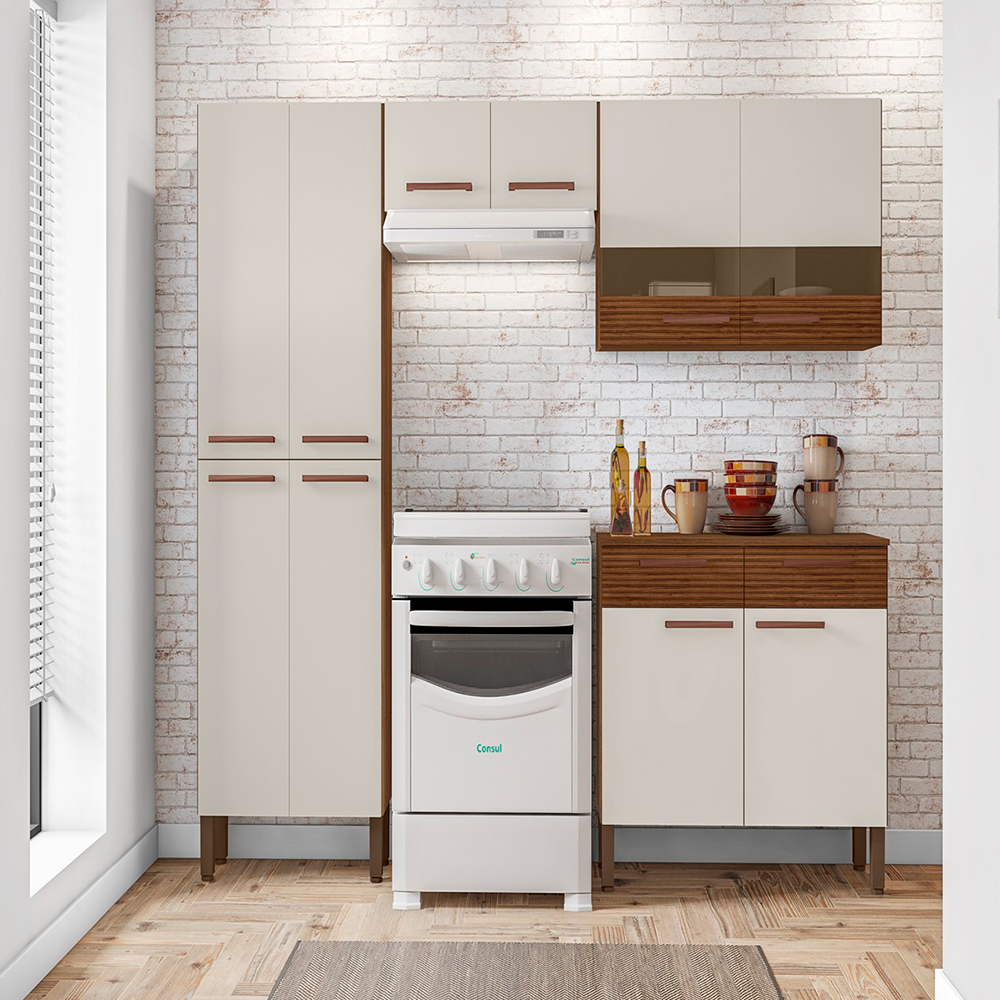 Cozinha Modulada com Balcão 4 Peças 10 Portas em MDP Nala Kit's Paraná
