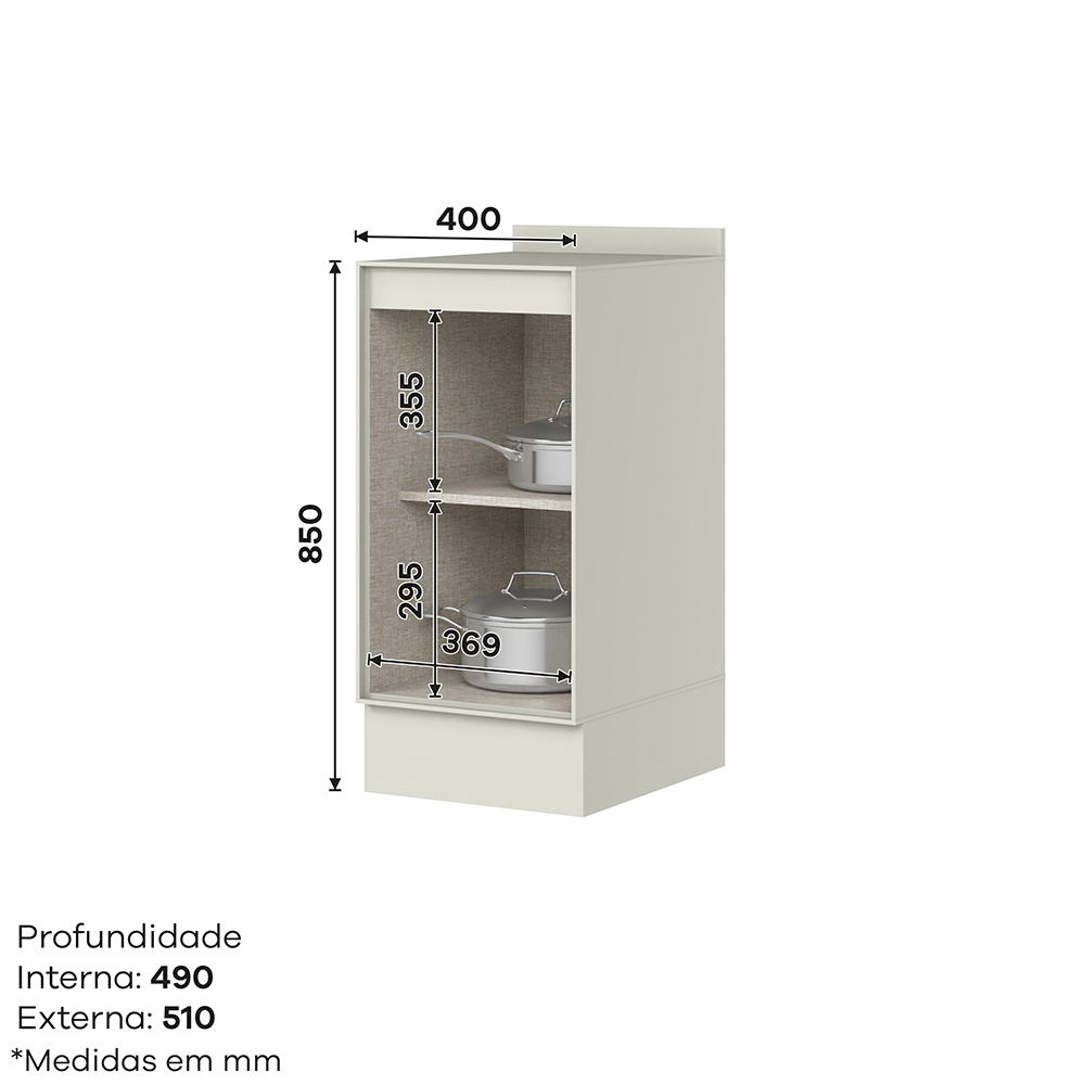 Balcão com Tampo 1 Porta 40cm Firenze Henn — foto 3