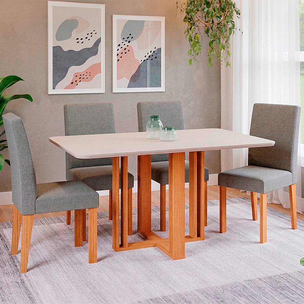 Conjunto de Mesa Flora com 4 Cadeiras Maia - Cimol