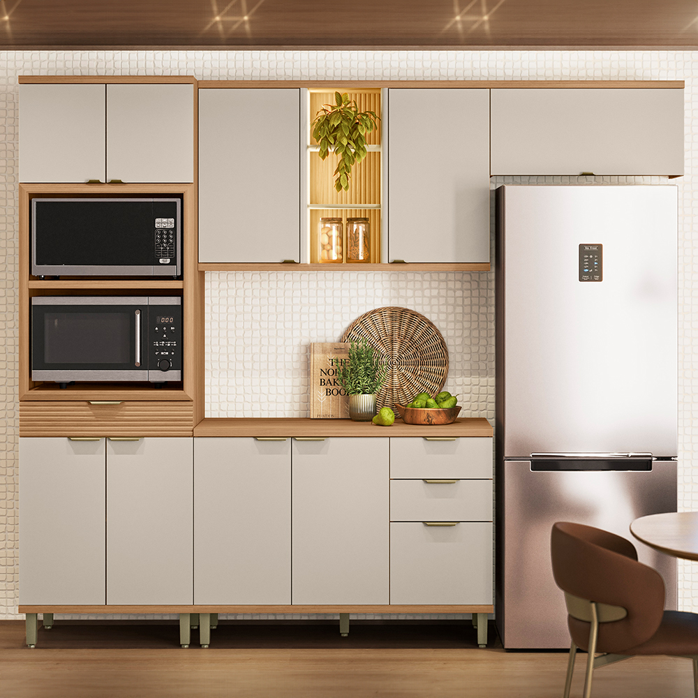 Cozinha Modulada Bless 4 Peças 9 Portas 4 Gavetas Linea Brasil