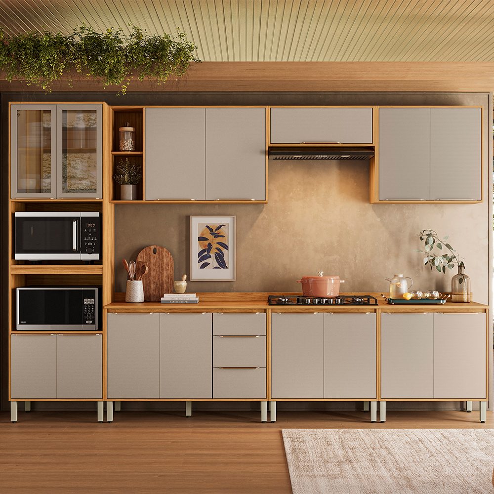 Cozinha Modulada 7 Peças Plena 15 Portas 3 Gavetas Demóbile