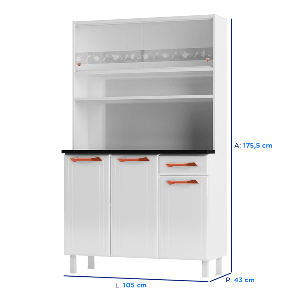 Cozinha Compacta 5 Portas 1 Gaveta Manu - Telasul — foto 4