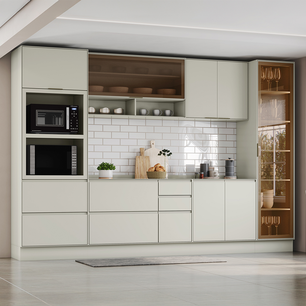 Cozinha Modulada Fineze 6 Peças 10 Portas 4 Gavetas com Cristaleira - Henn