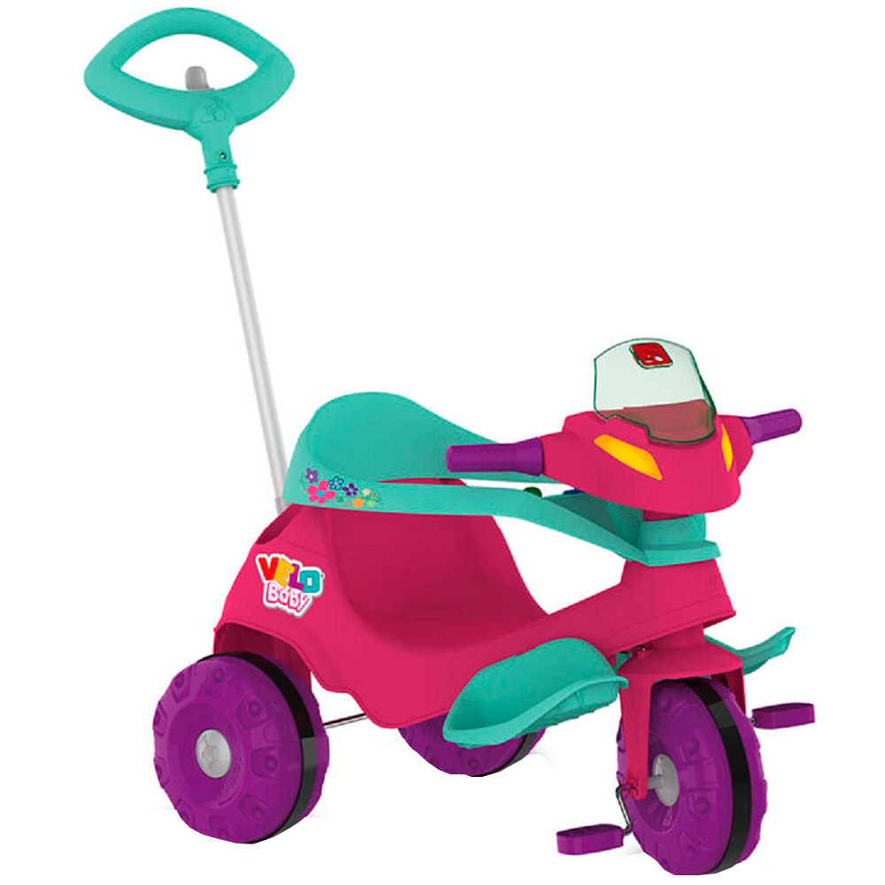 Triciclo Infantil Bandeirante Velobaby com Empurrador e Pedal
