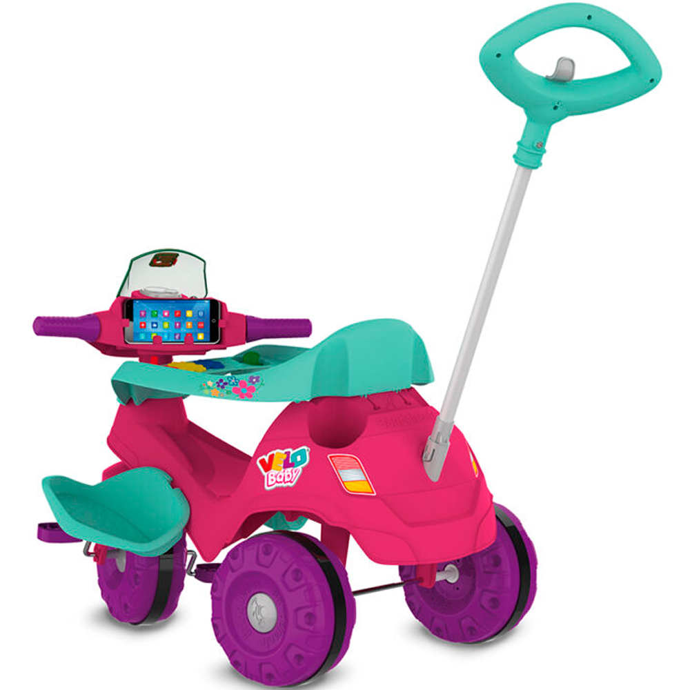 Triciclo Infantil Bandeirante Velobaby com Empurrador e Pedal — foto 4