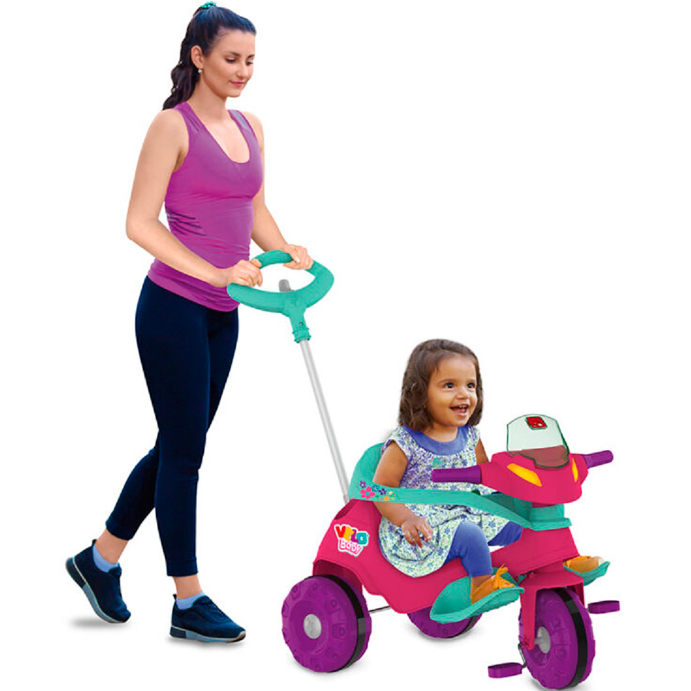 Triciclo Infantil Bandeirante Velobaby com Empurrador e Pedal — foto 5