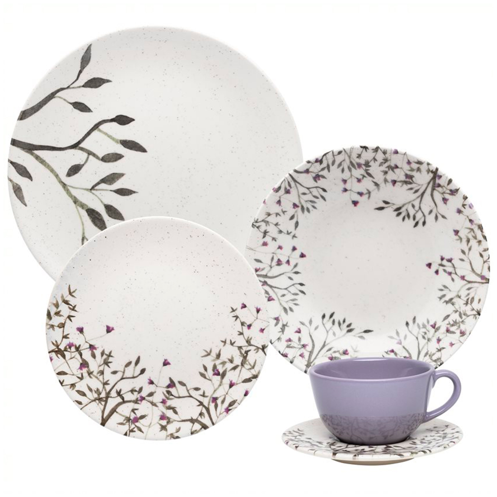 Aparelho de Jantar 20 Peças Cerâmica Unni Lilac Oxford