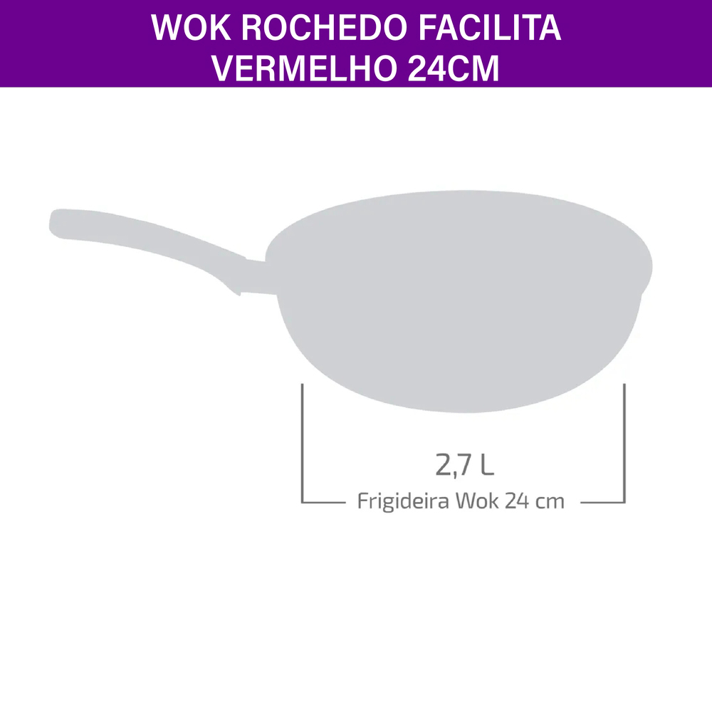 Frigideira Wok Rochedo Facilita 2,7L Antiaderente — foto 5