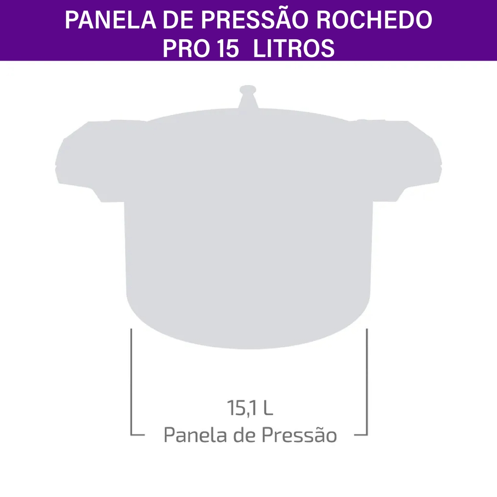 Panela de Pressão Rochedo Pro 15L Alumínio Polido — foto 5