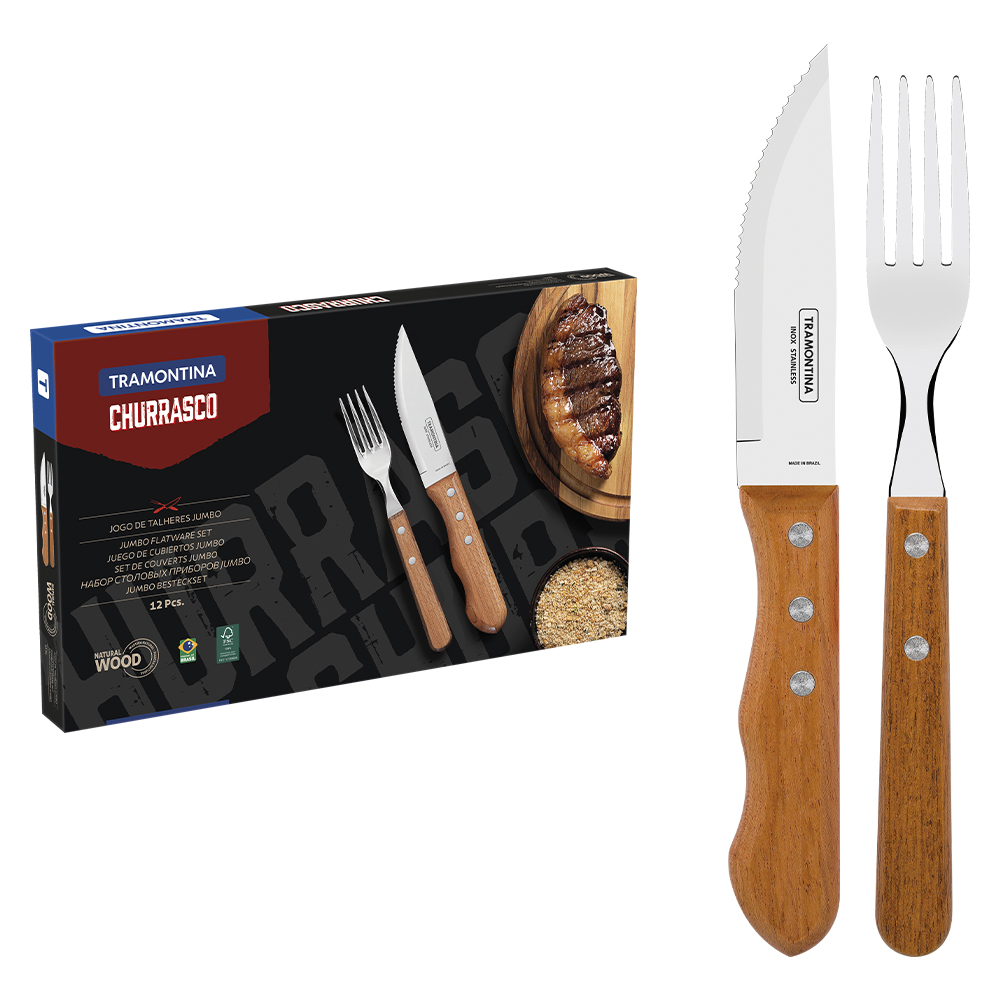 Jogo de Churrasco 12 Peças Tramontina Inox Jumbo
