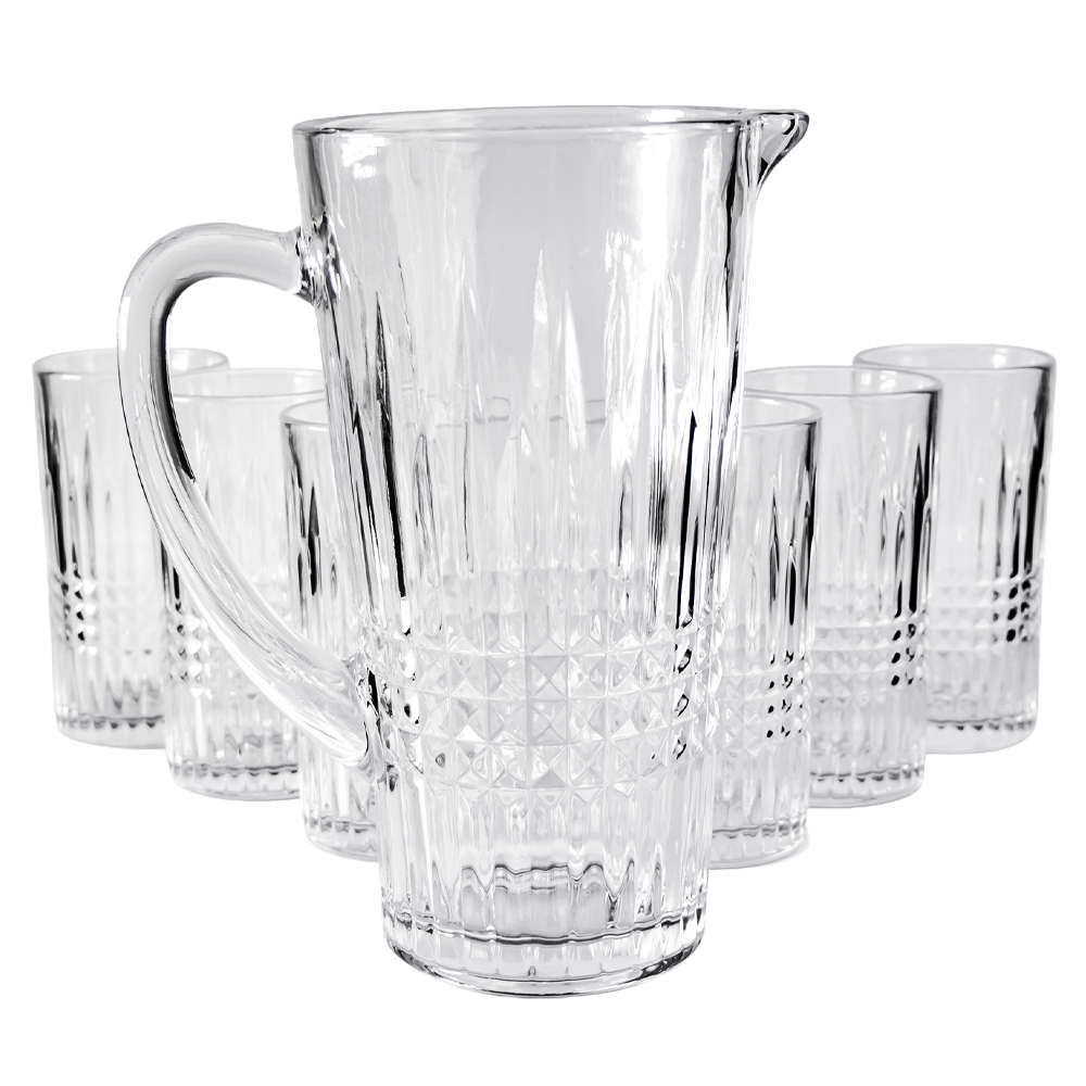 Conjunto Jarra 1L e 6 Copos 320ml Xadrez Essencial Mark Blank